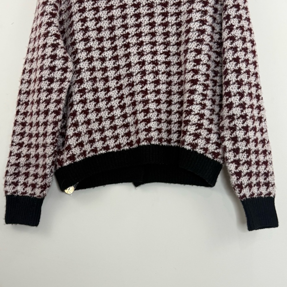 Maeve X Anthropologie Houndstooth Cardigan Sweater Old Money Preppy Size L NWT - Picture 11 of 15